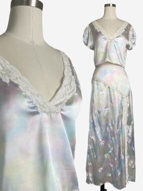 LoveShackFancy Quintessa set Fairytale Tie Dye floral embroidered lace dreamy S